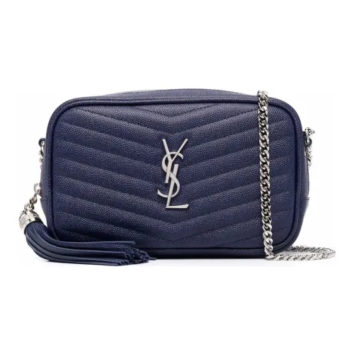 SAINT LAURENT LOU Лоскутное шитье Телячья кожа Camera Сумка Сумка через плечо Мини Женская Темно-синий