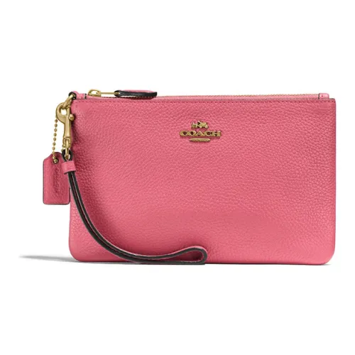 COACH Wristlet Кожа Клатч Монета Маленькая Сумочка на Запястье Маленькая Женская Розовая Красная