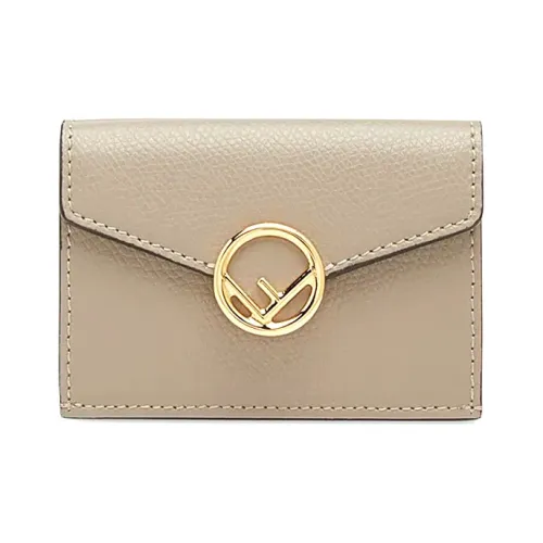 FENDI F is Fendi Телячья кожа Укороченный Trifold Wallet Женские Бежевый