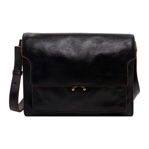 MARNI Лакированная кожа Телячья кожа Аккордеонная сумка Сумка через плечо Женская Черная