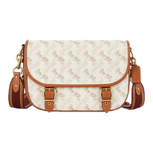 COACH Field Искусственная кожа Курьерская сумка Сумка через плечо Большая Женская Амбер Белый