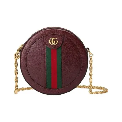 GUCCI Кожа Портативный Crossbody Сумка через плечо Мини Женская Темно-красная