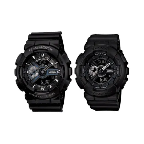 CASIO Парные часы Коллекция GA BA Черный Воин Кварцевый механизм Смольный ремешок Часы Унисекс Черный циферблат