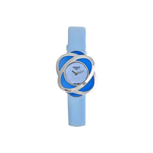 TISSOT T TREND Collection Кварцевый механизм Женские часы 15 мм Синий циферблат Корпус из нержавеющей стали Сатиновый ремешок