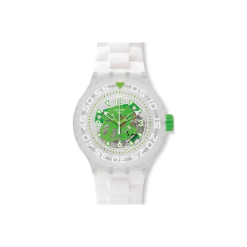 SWATCH Libre Коллекция Кварцевый механизм Мужские часы Часы 44 мм Черепный циферблат Пластиковый корпус Часы Силиконовый ремешок
