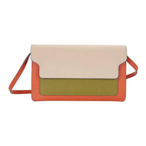 MARNI Основная часть Коровья кожа Сумка через плечо Сумка на плечо Женская Светло-кофейный Многоцветный Зеленый