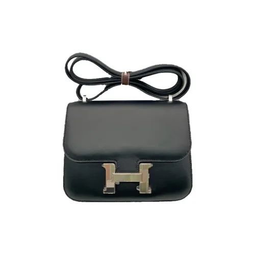 HERMES Constance Кожа Kangkang Сумка через плечо Мини Женская Черная