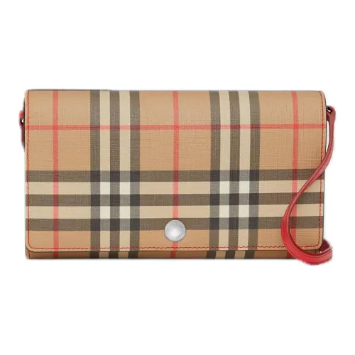 Burberry Винтаж Холст и Кожаный Кошелек Сумка через плечо Сумка на плечо Женская