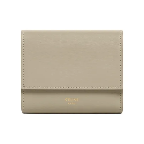 CELINE Кошелек из коровьей кожи маленький женский серый зеленый
