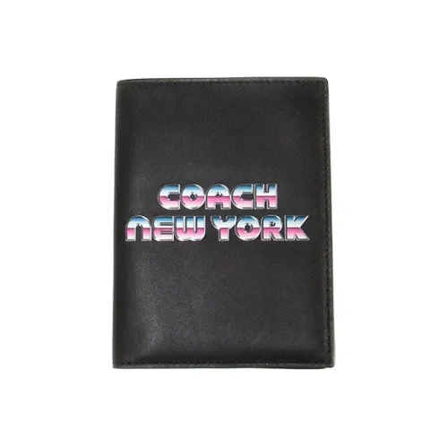 COACH Держатель для паспорта из телячьей кожи кошелек держатель для паспорта мужской черный