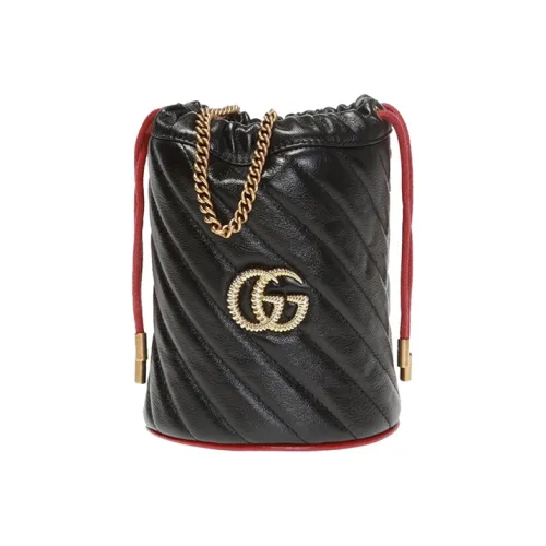 GUCCI GG Marmont Стеганая кожа ведрообразные сумки сумки через плечо сумка на плечо женская черная