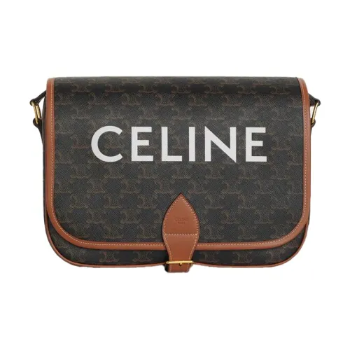 CELINE Triomphe Холст Курьер Сумка Сумка через плечо Сумка на плечо Мини Унисекс Рыжий Коричневый