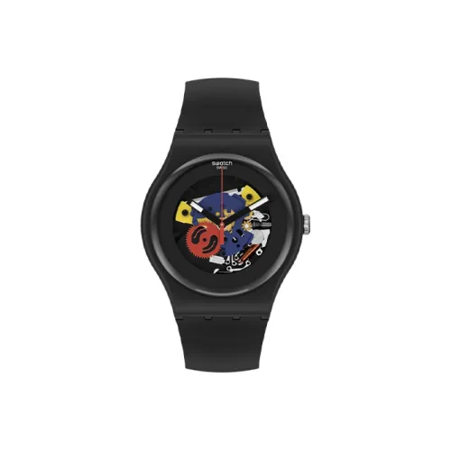 Swatch Quartz Механизм Унисекс Часы 41 мм Черный Циферблат Bio-Based Материал Корпус Часов Силикон Bio-Based Материал Ремешок