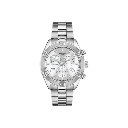 Tissot Quartz Movement Женские PR100 Collection Часы 38mm*10,5mm Серебряные