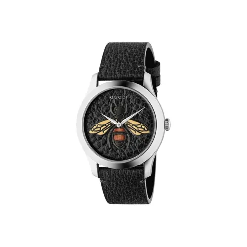 GUCCI G Timeless Collection Кварцевые часы Кожаный ремешок Черный циферблат Унисекс