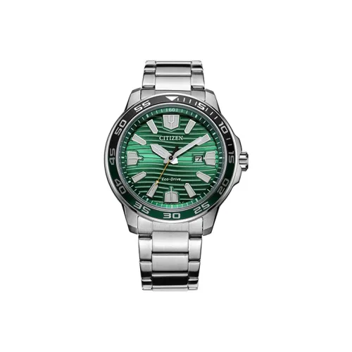 CITIZEN Ecology Drive Collection Светильник Кварцевый механизм Нержавеющая сталь Ремешок Часы Мужские Циферблат Зеленый