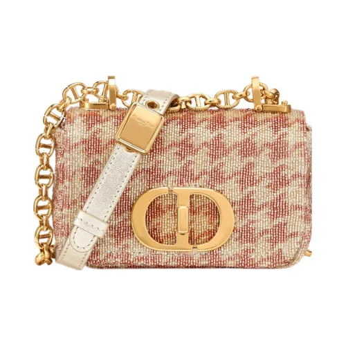 DIOR Caro Вышивка Металл Кожаная Вставка Сумка через плечо Экстра мини Женская Розовая