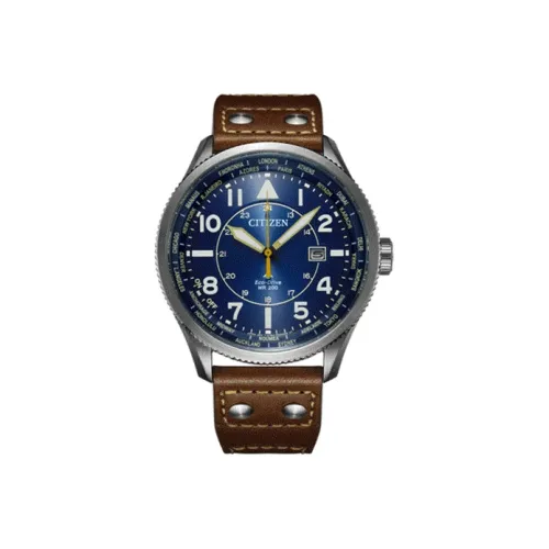 CITIZEN PROMASTER Series Кварцевый механизм Коровья кожа Ремешок Часы Мужские Синий циферблат