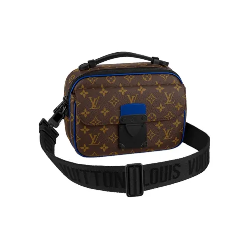 LOUIS VUITTON S Lock Покрытый холст Курьерская сумка Портативная сумка через плечо Сумка через плечо Стандартная Мужская Синяя