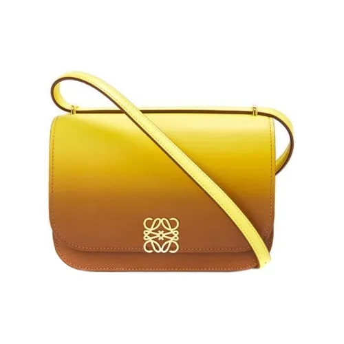 LOEWE Goya Шелк Коровья кожа Сумка через плечо Маленькая Женская Лимон Золотой