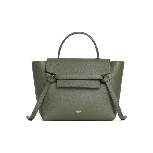 CELINE Ремень Grained Телячья кожа Сумка сома Сумка Сумка на одно плечо Сумка через плечо Микро Женская Хаки зеленый