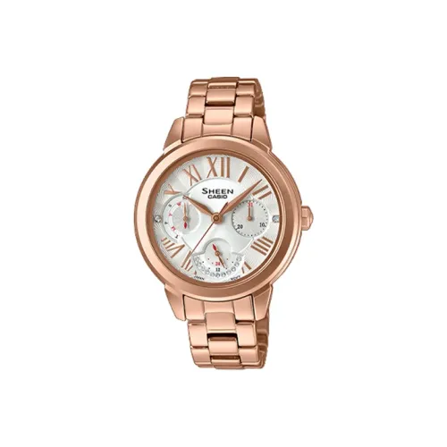 CASIO SHEEN Кварцевый механизм нержавеющая сталь ремешок женские часы серебристый циферблат SHE 3059PG 7A
