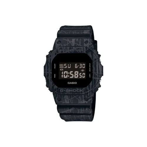 CASIO SLASH PATTERN Theme Collection Кварцевый механизм Смольный ремешок Часы Мужские Черный циферблат