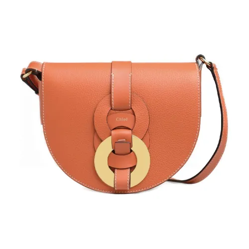 Chloe Small Grain And Гладкая коровья кожа Сумка через плечо Маленькая Женская Апельсин