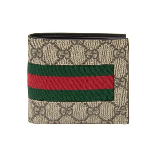 GUCCI GG Supreme Canvas Leather Wallet Unisex Beige