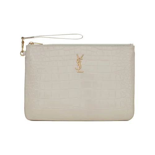 SAINT LAURENT UPTOWN Коровья кожа Ноутбук Сумка Клатч Женские Темно-бежевый