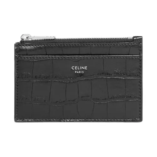CELINE Коровья кожа Держатель для карт кошелек Мужской Черный