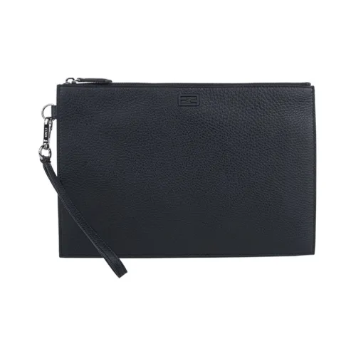 FENDI GRAIN LEATHER Напульсник Клатч Мужской Черный