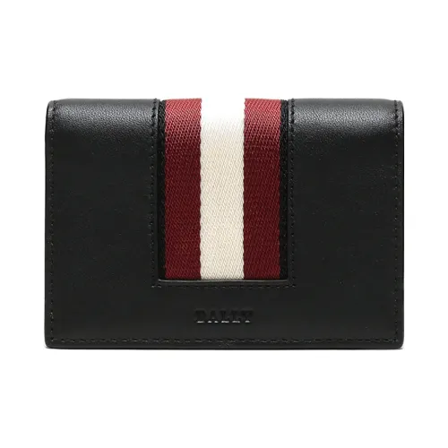 BALLY Ткань с кожаными вставками Держатель для карт Держатель для визиток Мужской Черный