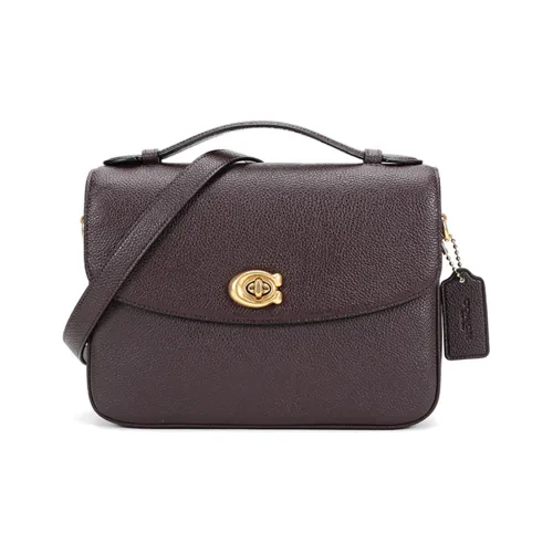 COACH Кожа Курьерская Сумка Сумка через плечо Сумка среднего размера Женская Темно-красная