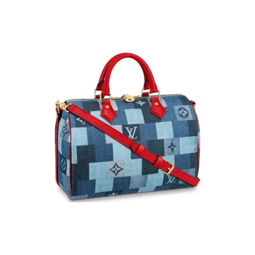 LOUIS VUITTON Speedy Washed Denim Pillow Bag Сумка Женская Blue