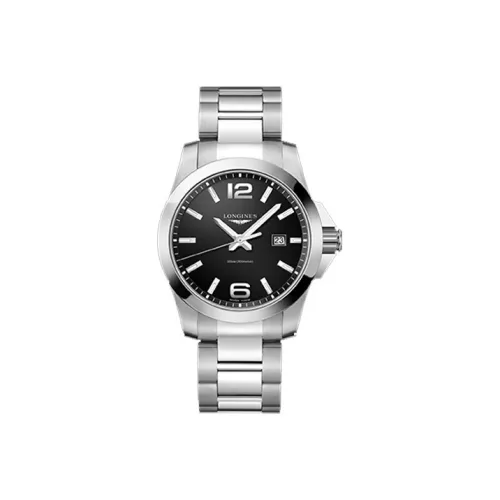 LONGINES Comcast Collection Кварцевый механизм Мужские часы 43 мм Черный циферблат Корпус из нержавеющей стали Ремешок из нержавеющей стали