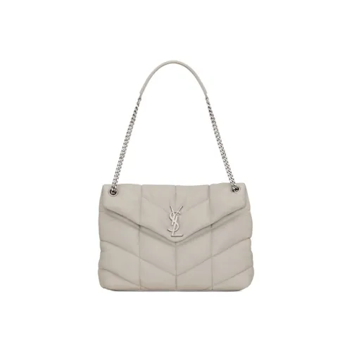 SAINT LAURENT LOULOUPUFFER Лоскутное шитье Овечья шкура Облако Сумка-подушка Сумка через плечо Сумка на плечо Женская Белая