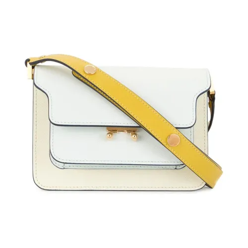 MARNI Основная часть Коровья кожа Аккордеонная сумка Сумка на плечо Женская Белая