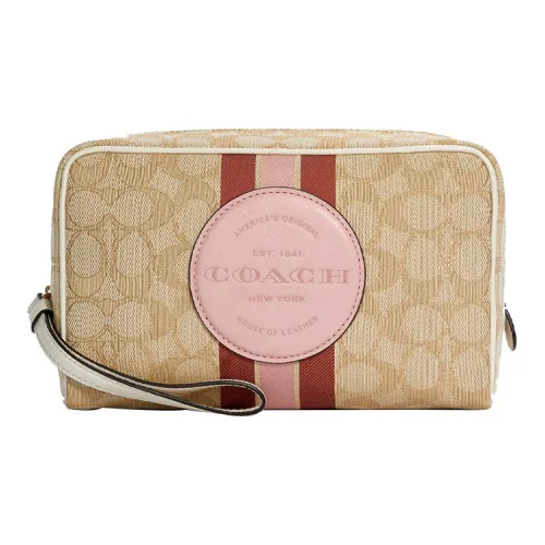 COACH Клатч из искусственной кожи маленький женский хаки и цвет вишневого цветка