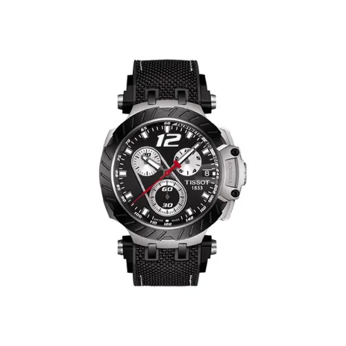 TISSOT Race Collection Кварцевый механизм Мужские часы Часы 43 мм Черный циферблат Корпус из нержавеющей стали Резиновый ремешок