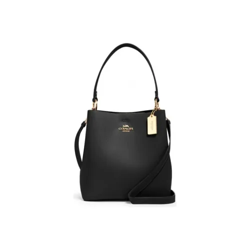 COACH Town Пескоструйная кожа Ведрообразные сумки Сумки через плечо Сумка через плечо Средний Женский Черный