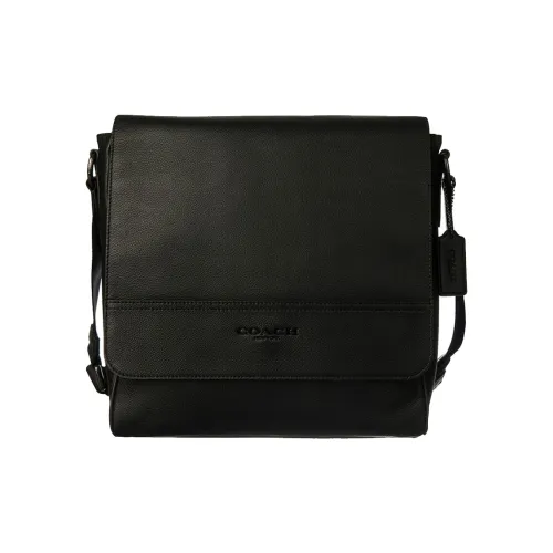 COACH Houston Pebble Кожа Курьер Сумка через плечо Большая Мужская Черная