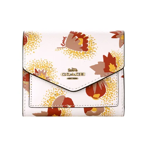 COACH Песочный Кожа Кошелек Женский Желтый и Белый