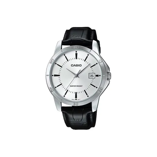 CASIO Standard Series Кварцевый механизм Кожаный ремешок Часы Мужские Серебристый циферблат