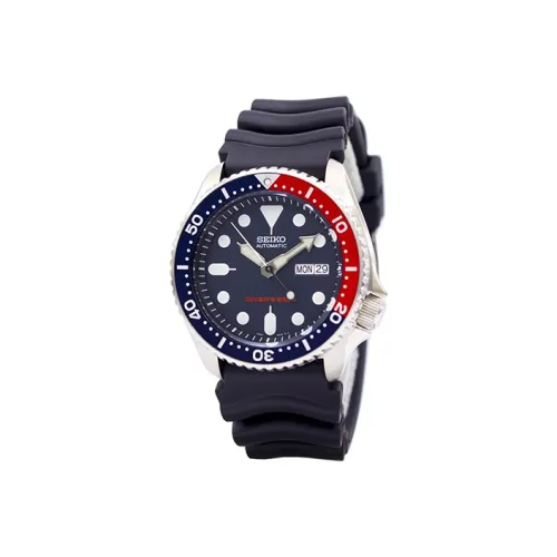 SEIKO Автоматический Механический Механизм Резиновый Ремешок Часы 43 мм Мужские Часы Синий Циферблат