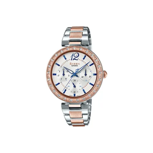 CASIO SHEEN Кварцевый механизм нержавеющая сталь ремешок женские часы белый циферблат
