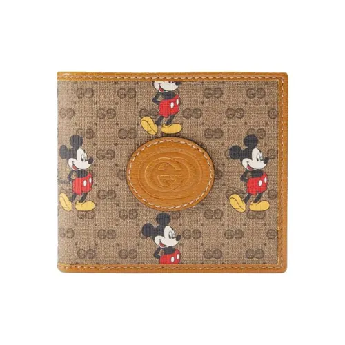 GUCCI Disney Коллаборация GG Supreme Canvas Leather Wallet Standard Men's Ebony Brown