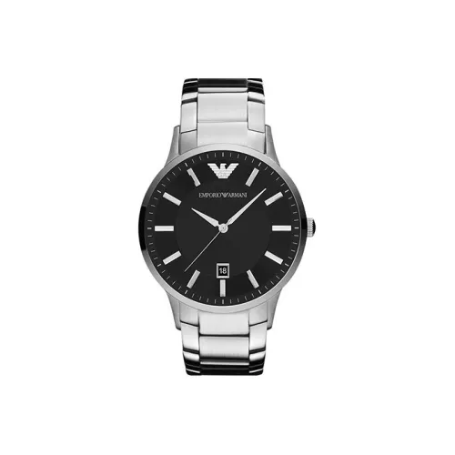 EMPORIO ARMANI Мужские часы Кварцевый механизм Стальной ремешок Черный циферблат