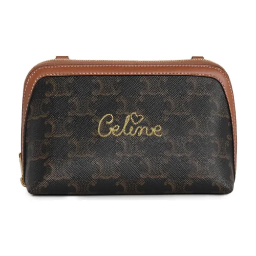 CELINE Triomphe Овчина Клатч Сумка для макияжа Клатч Женский Рыжевато-коричневый