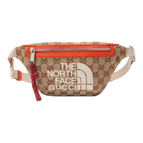 GUCCI The North Face Коллаборация Холщовая Сумка Сумка через плечо Sling Сумка через плечо Бананка Унисекс Цвет Эбеновый Апельсин